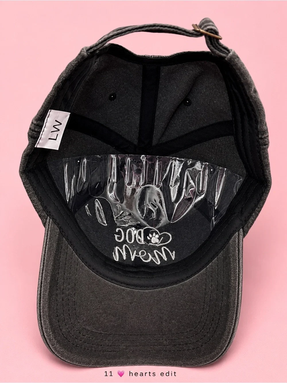 Dog Mom Embroidered Vintage Washed Charcoal Adjustable Baseball Cap NWOT